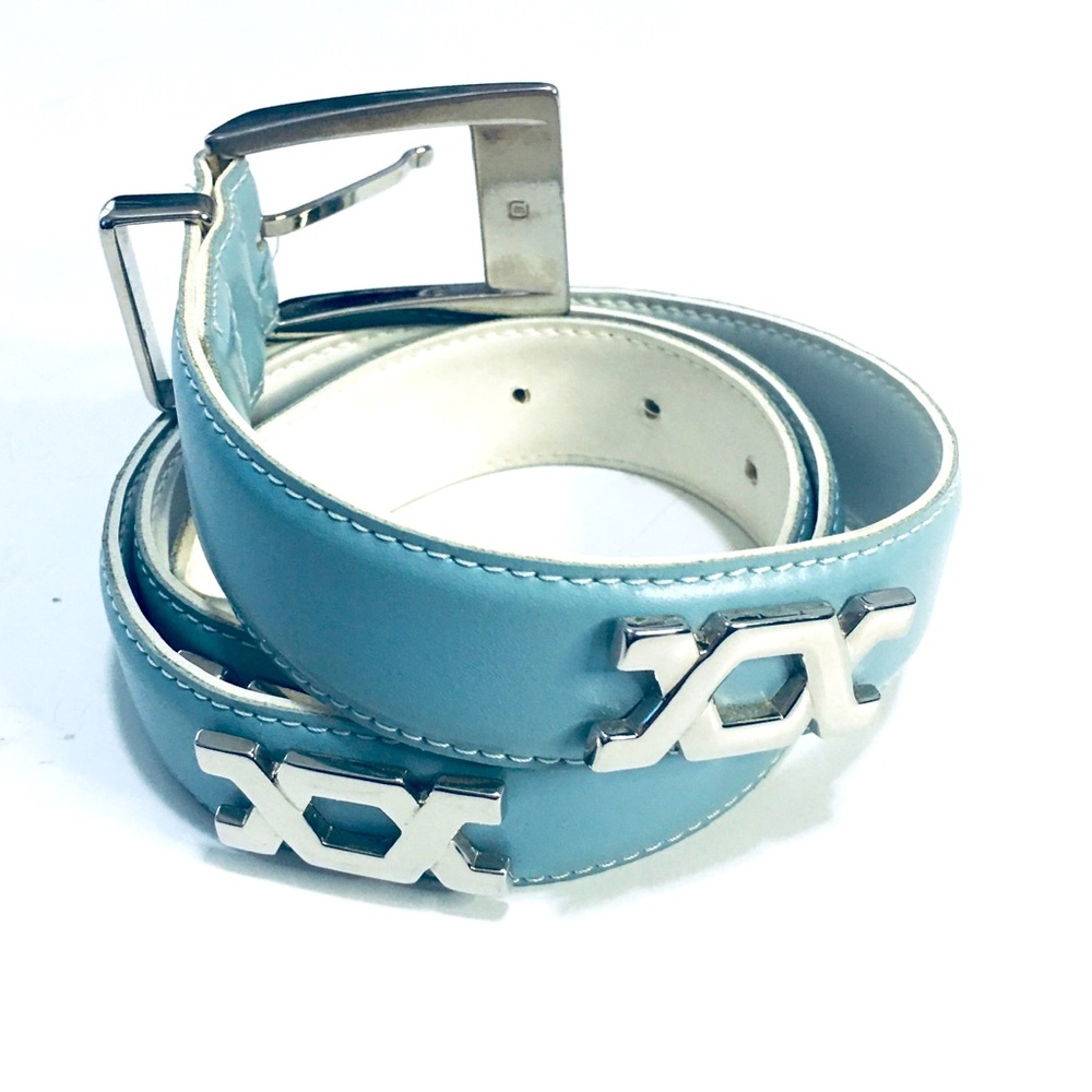 Belt Made in France Light Blue Silver Buckles